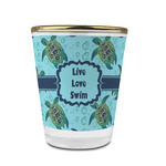 Sea Turtles Glass Shot Glass - 1.5 oz - with Gold Rim - Set of 4