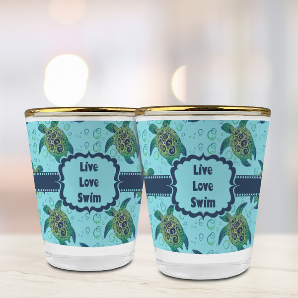 Sea Turtles Glass Shot Glass - with gold rim - LIFESTYLE