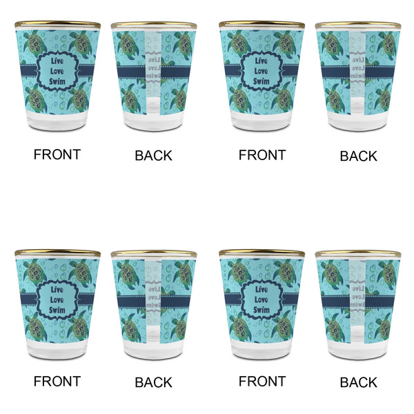 Sea Turtles Glass Shot Glass - with gold rim - Set of 4 - APPROVAL