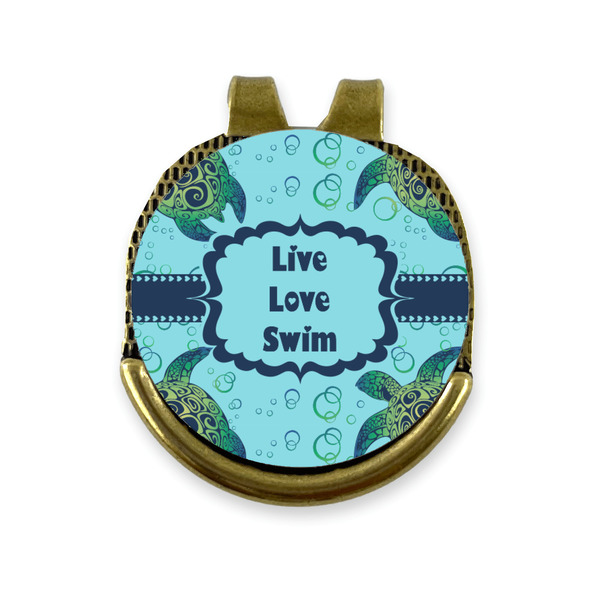 Custom Sea Turtles Golf Ball Marker - Hat Clip - Gold
