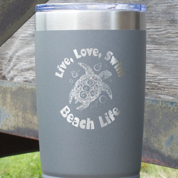 Sea Turtles 20 oz Stainless Steel Tumbler - Grey - Single Sided