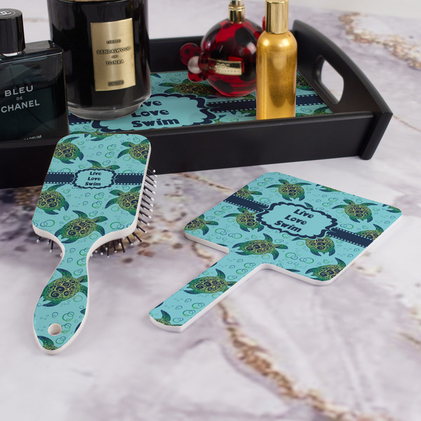 Sea Turtles Hair Brush and Hand Mirror - Bathroom Scene