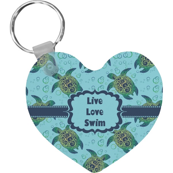 Custom Sea Turtles Heart Plastic Keychain