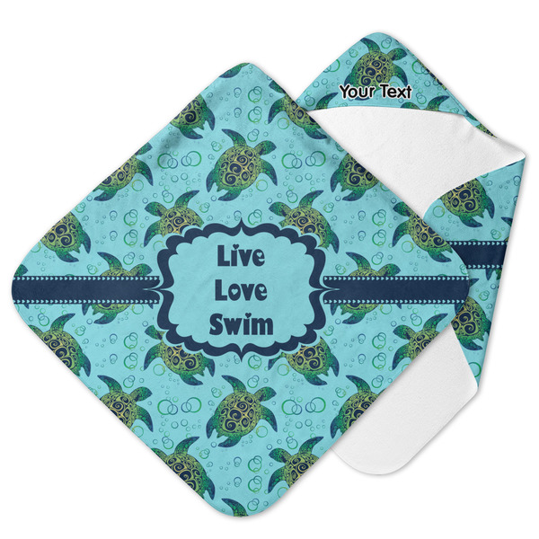 Custom Sea Turtles Hooded Baby Towel (Personalized)
