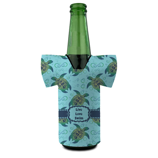 Sea Turtles Jersey Bottle Cooler - FRONT (on bottle)