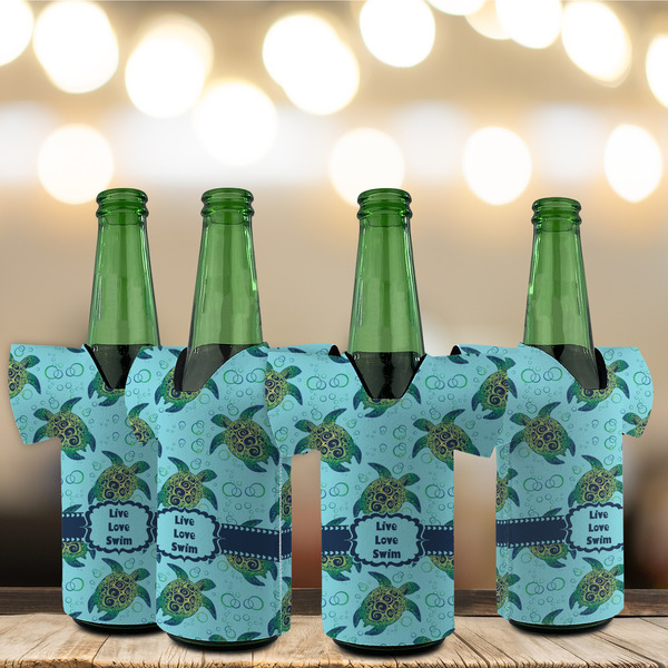 Sea Turtles Jersey Bottle Cooler - Set of 4 - LIFESTYLE
