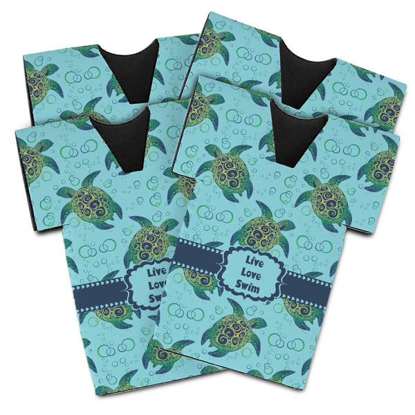 Custom Sea Turtles Jersey Bottle Cooler - Set of 4