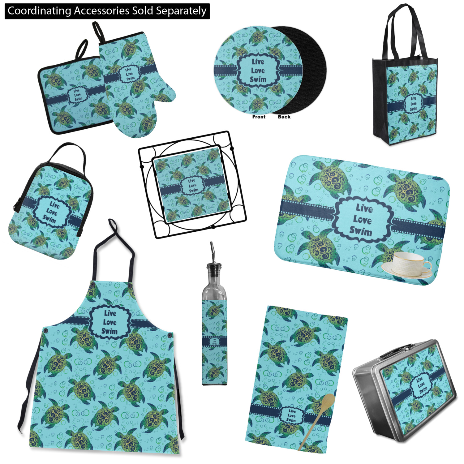 VP Home Tribal Turtles Insulated Neoprene Lunch Tote Bag 