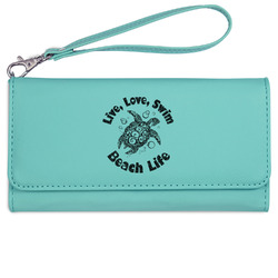 Sea Turtles Ladies Leatherette Wallet - Laser Engraved- Teal