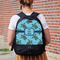 Sea Turtles Large Backpack - Black - On Back