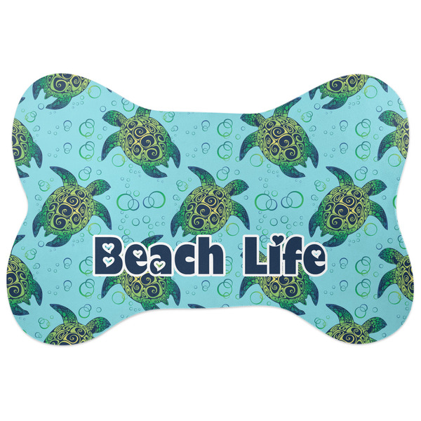 Custom Sea Turtles Bone Shaped Dog Food Mat (Personalized)