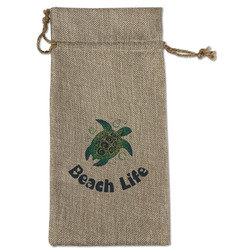 Sea Turtles Large Burlap Gift Bag - Front
