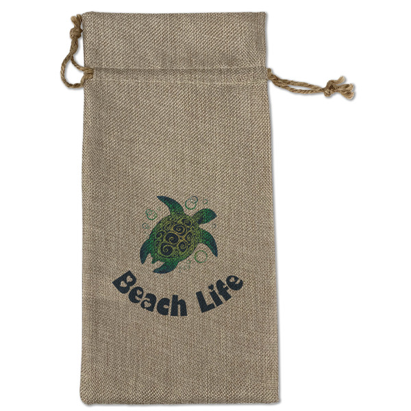 Sea Turtles Large Burlap Gift Bags - Front
