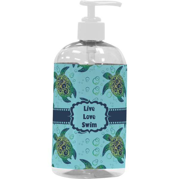 Custom Sea Turtles Plastic Soap / Lotion Dispenser (16 oz - Large - White)