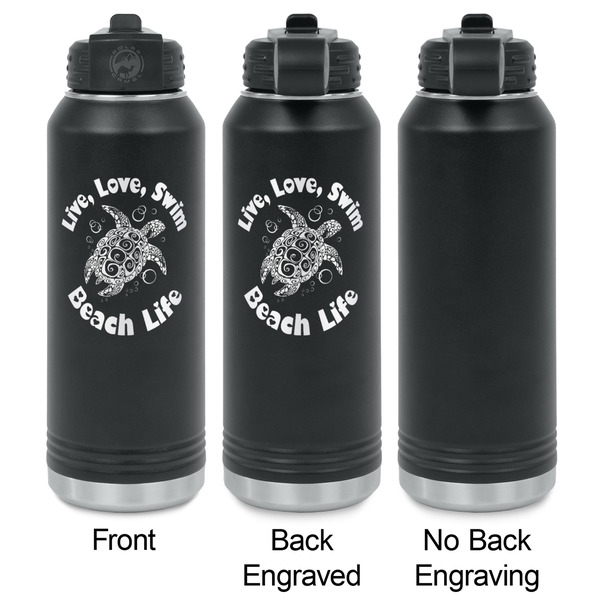 Sea Turtles Laser Engraved Water Bottles - 2 Styles - Front & Back View