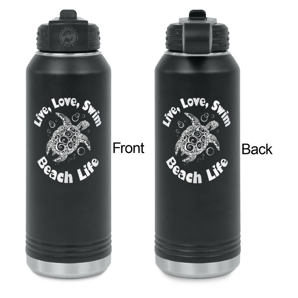 Sea Turtles Laser Engraved Water Bottles - Front & Back Engraving - Front & Back View