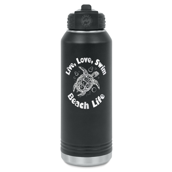 Custom Sea Turtles Water Bottle - Laser Engraved - Front