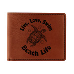 Sea Turtles Leatherette Bifold Wallet - Single Sided (Personalized)