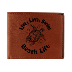 Sea Turtles Leatherette Bifold Wallet - Double Sided (Personalized)