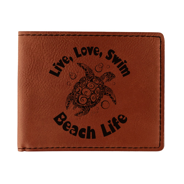 Custom Sea Turtles Leatherette Bifold Wallet (Personalized)