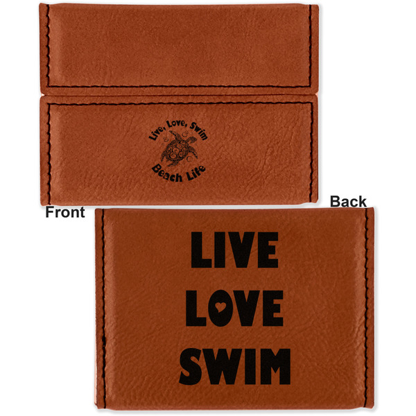 Sea Turtles Leather Business Card Holder - Front Back