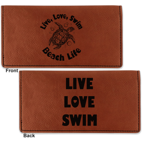 Sea Turtles Leather Checkbook Holder Front and Back
