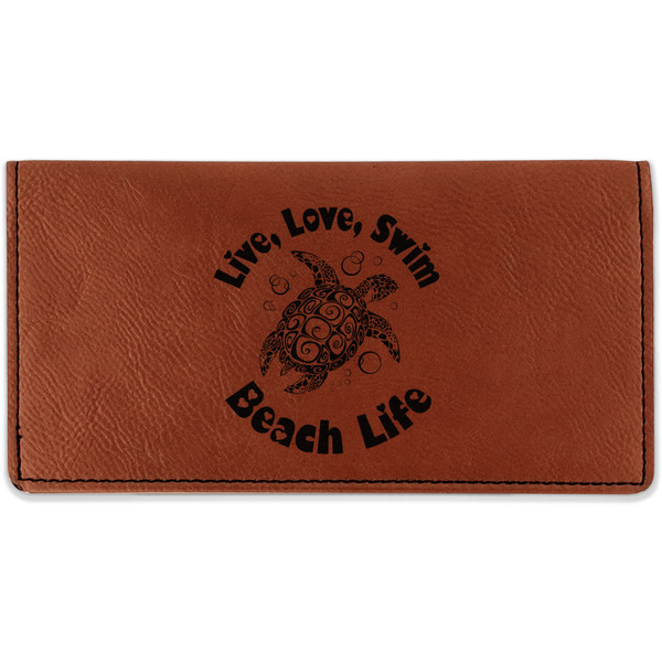 Custom Sea Turtles Leatherette Checkbook Holder - Double Sided (Personalized)