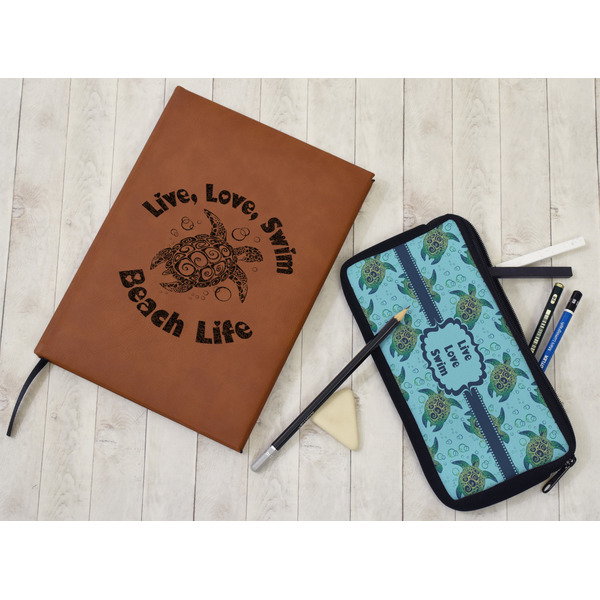 Sea Turtles Leather Sketchbook - Small - Single Sided - In Context