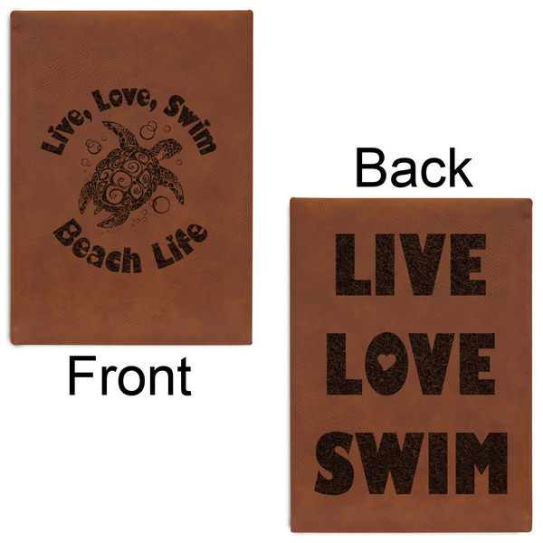 Sea Turtles Leatherette Journals - Large - Double Sided - Front & Back View