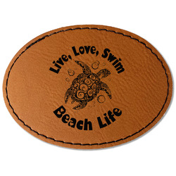 Sea Turtles Faux Leather Iron On Patch - Oval