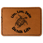 Sea Turtles Faux Leather Iron On Patch - Rectangle