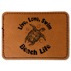 Sea Turtles Faux Leather Iron On Patch - Rectangle
