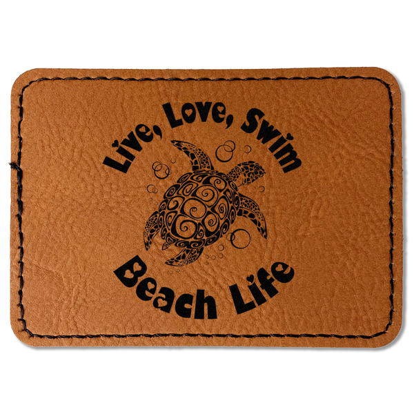 Custom Sea Turtles Faux Leather Iron On Patch - Rectangle