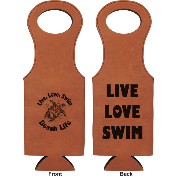 Sea Turtles Leatherette Wine Tote Double Sided - Front and Back