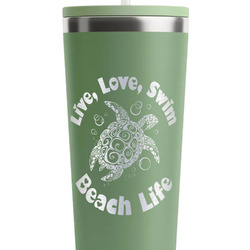 Sea Turtles RTIC Everyday Tumbler with Straw - 28oz - Light Green - Double-Sided