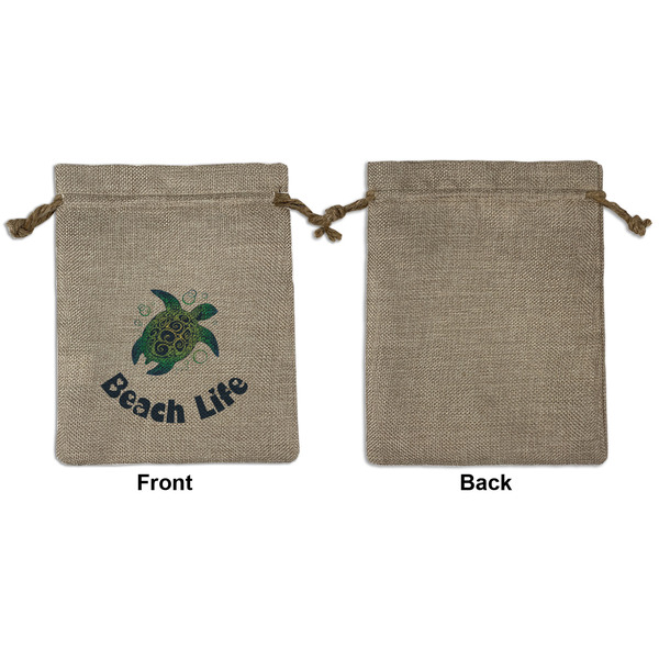 Sea Turtles Medium Burlap Gift Bag - Front Approval