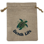 Sea Turtles Medium Burlap Gift Bag - Front