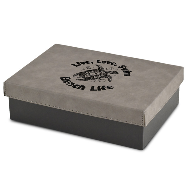 Custom Sea Turtles Medium Gift Box w/ Engraved Leather Lid