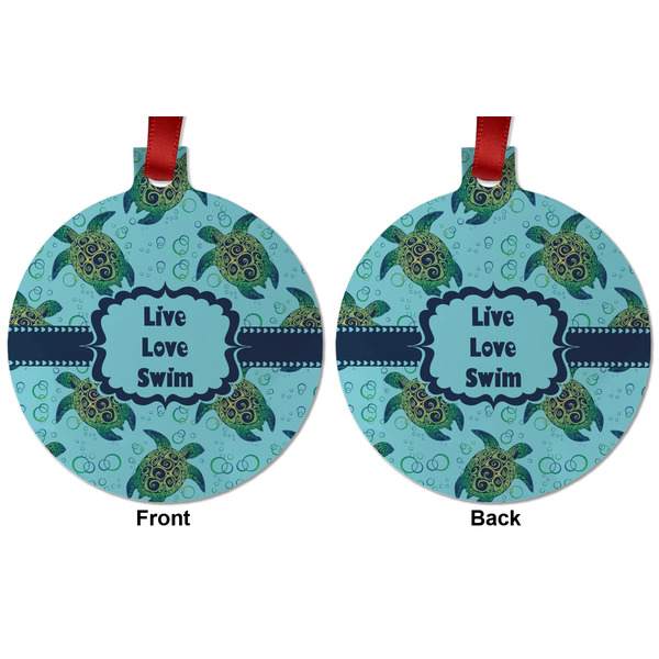 Sea Turtles Metal Ball Ornament - Front and Back