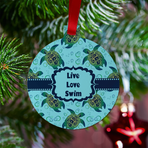Sea Turtles Metal Ball Ornament - Lifestyle