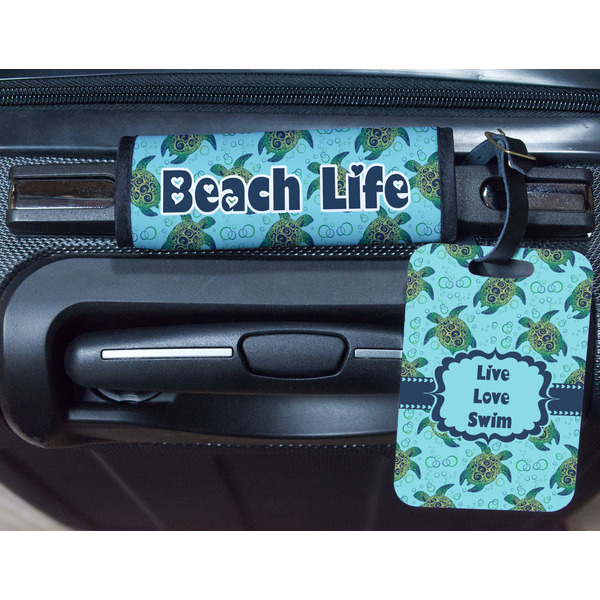 Sea Turtles Metal Luggage Tag & Handle Wrap - In Context