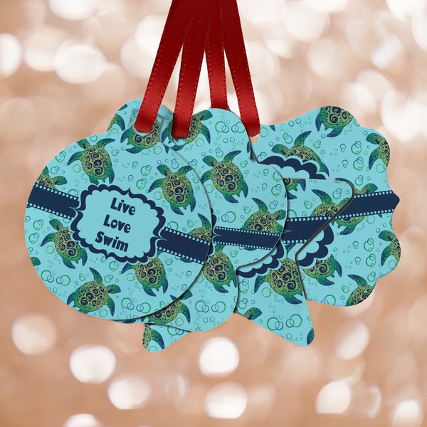 Custom Sea Turtles Metal Ornaments - Double Sided