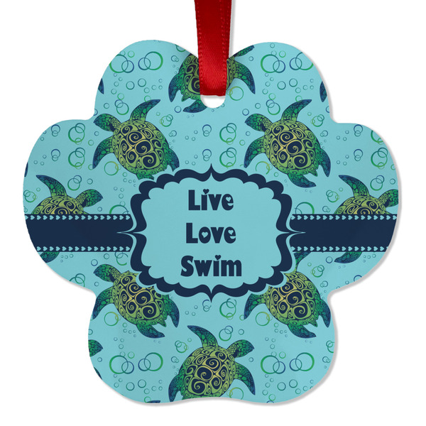 Custom Sea Turtles Metal Paw Ornament - Double Sided