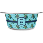 Sea Turtles Stainless Steel Dog Bowl - Large (Personalized)