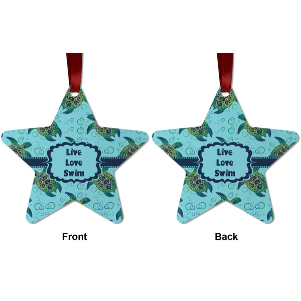 Sea Turtles Metal Star Ornament - Front and Back