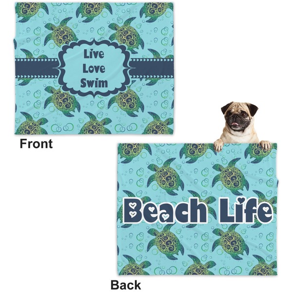 Sea Turtles Microfleece Dog Blanket - Large- Front & Back