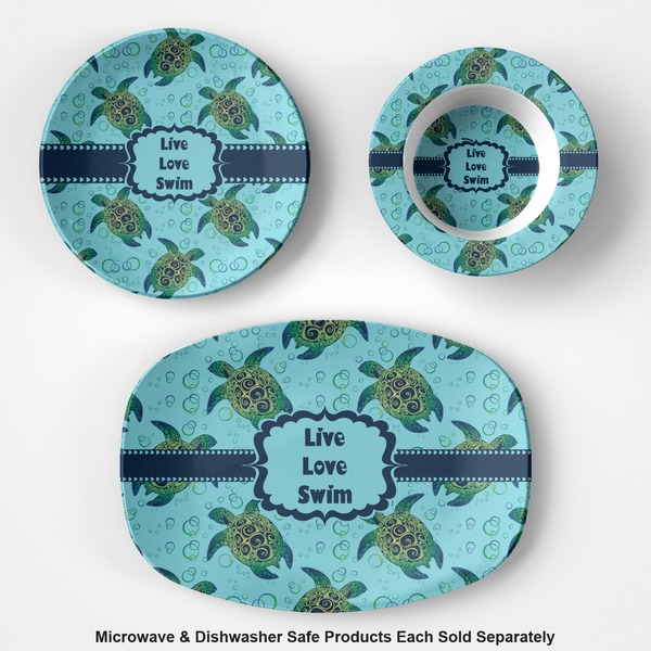 Sea Turtles Microwave & Dishwasher Safe CP Plastic Dishware - Group