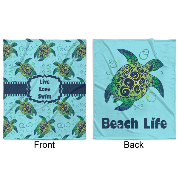 Sea Turtles Minky Blanket - 50"x60" - Double Sided - Front & Back
