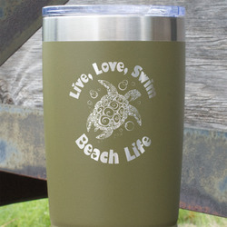 Sea Turtles 20 oz Stainless Steel Tumbler - Olive - Double Sided