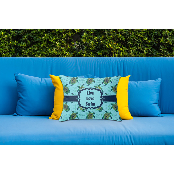 Sea Turtles Outdoor Throw Pillow  - LIFESTYLE (Rectangular - 20x14)